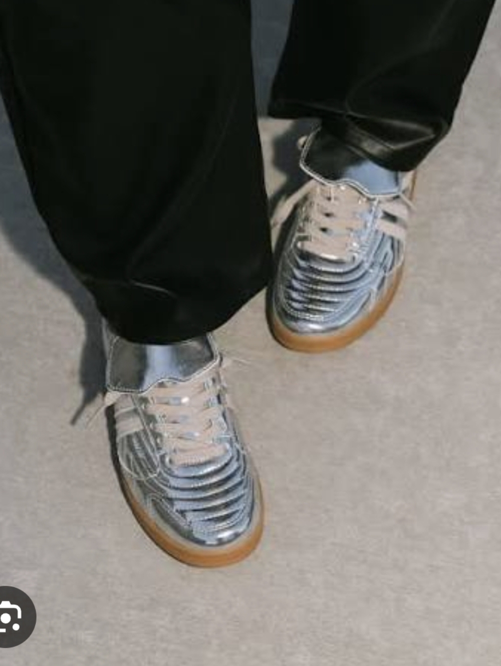 Steve Madden Madrid Silver Metallic Sneakers with Gum Sole